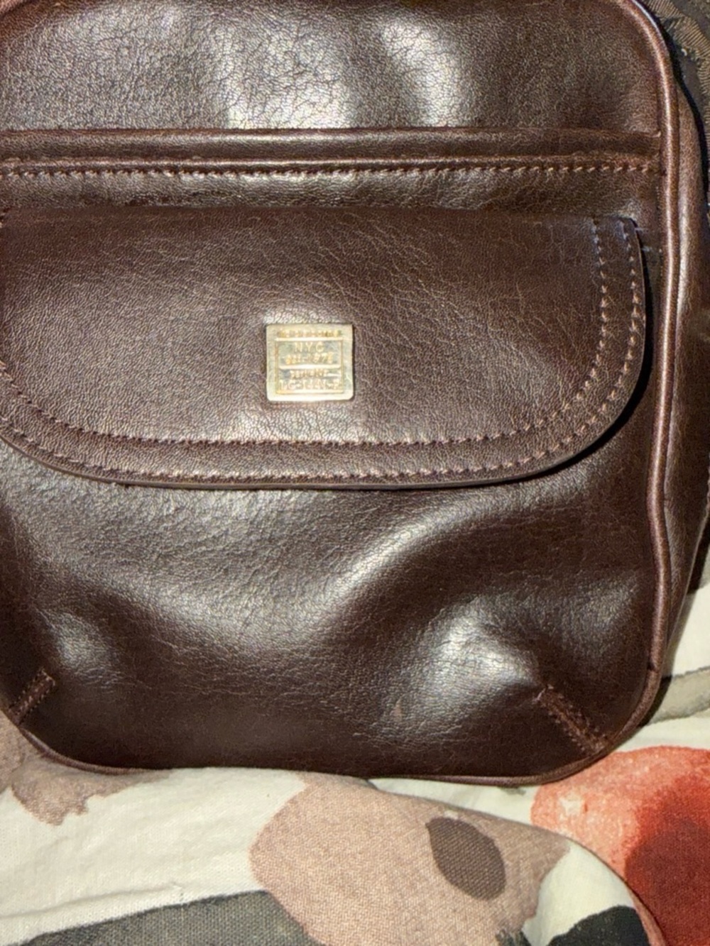 Liz Claiborne Dark Brown Crossbody Bag with Gold Logo